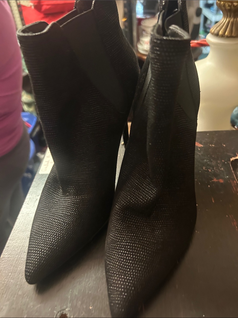 Stuart Weitzman Black Pointed Toe Heeled Ankle Boots